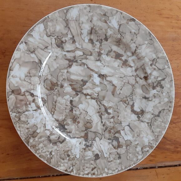 Georges Briard Marble Ware Brown 2 dinner plates 10 1/4" Mid-Century Modern - Picture 1 of 4